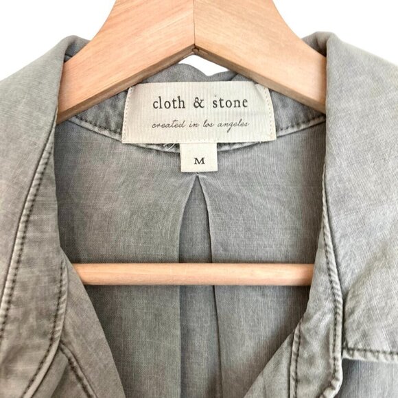 Anthropologie CLOTH & STONE Green Split Back Button Up High Low Shirt - Picture 6 of 12